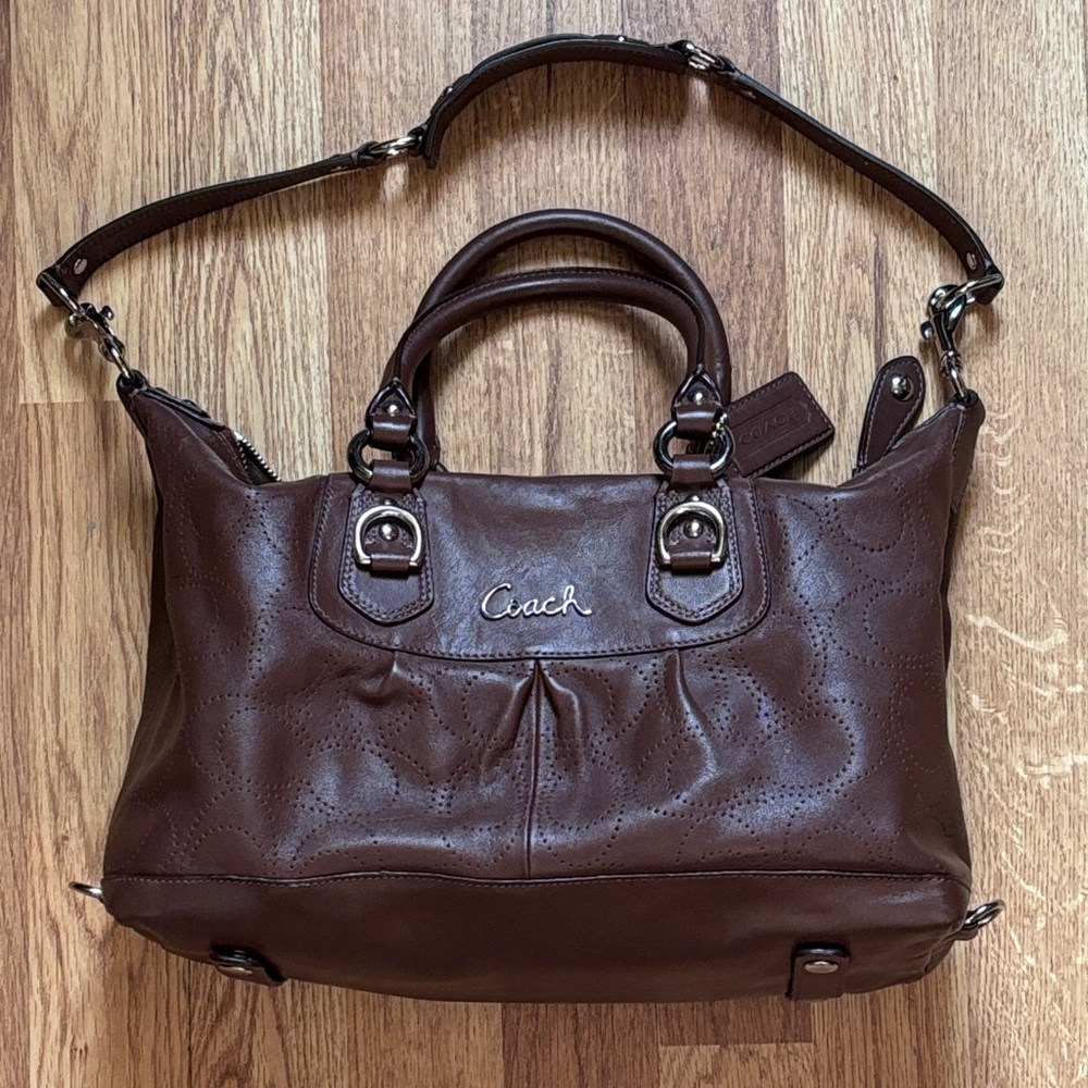 Coach Ashley Dark Brown Leather Satchel